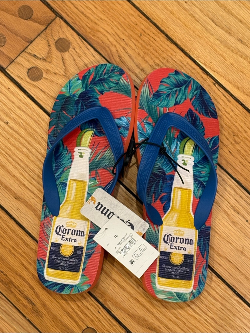 Corona Extra Men’s Tropical Print Men’s Flip Flops sandals size 10 new w tags